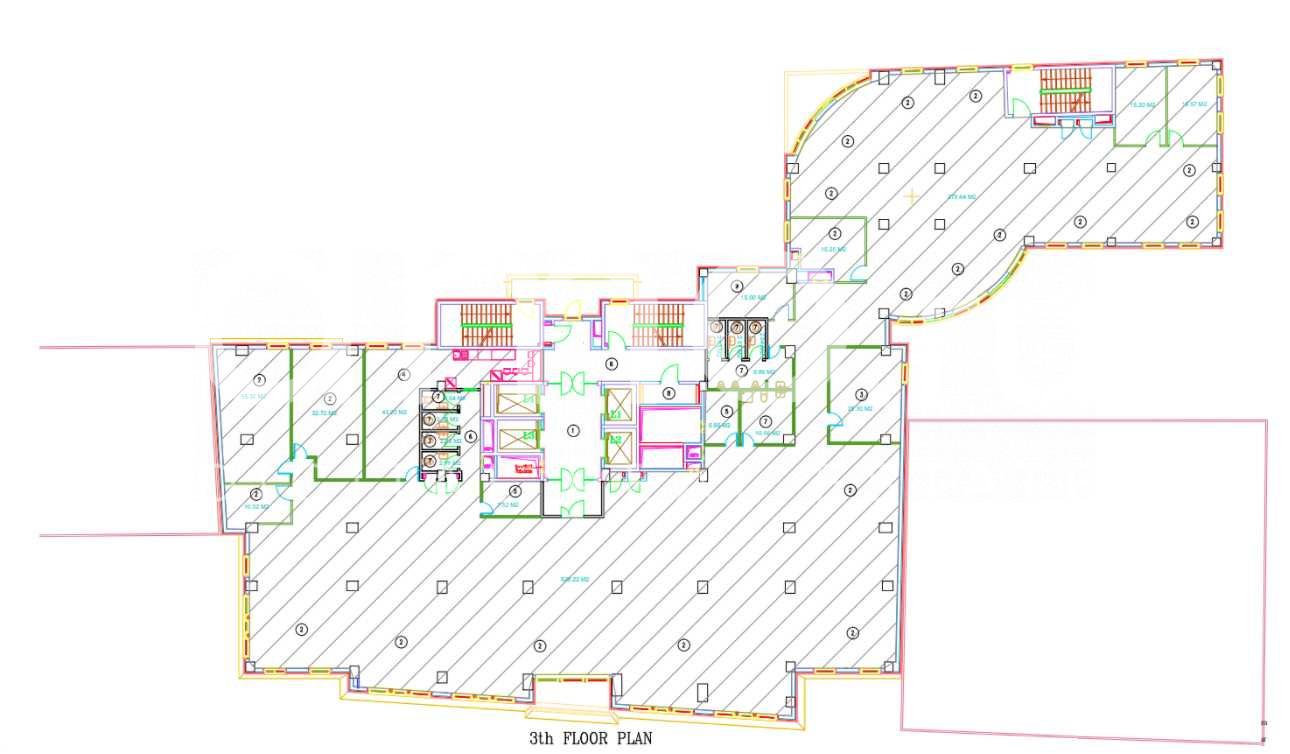 Планировка офиса 1239 м², 3 этаж, Бизнес-центр «Садовая Плаза»
